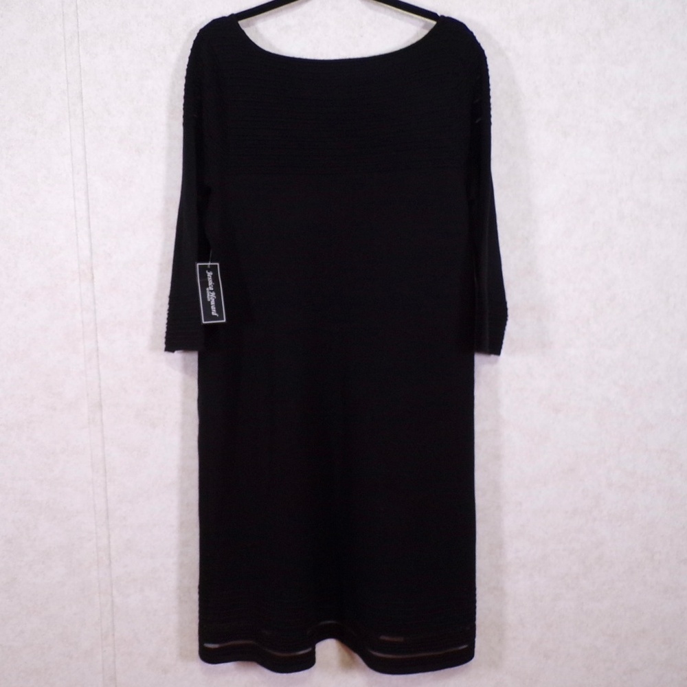 NWT Jessica Howard Sweater Dress Black Ribbed Mesh Accents Scooped Neck Size 1X